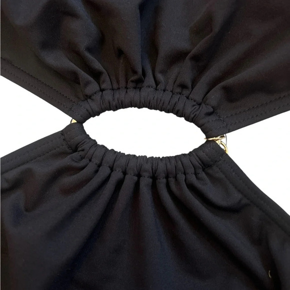 Michael Kors new with tags black monokini one piece with gold ring so flattering - Picture 5 of 5